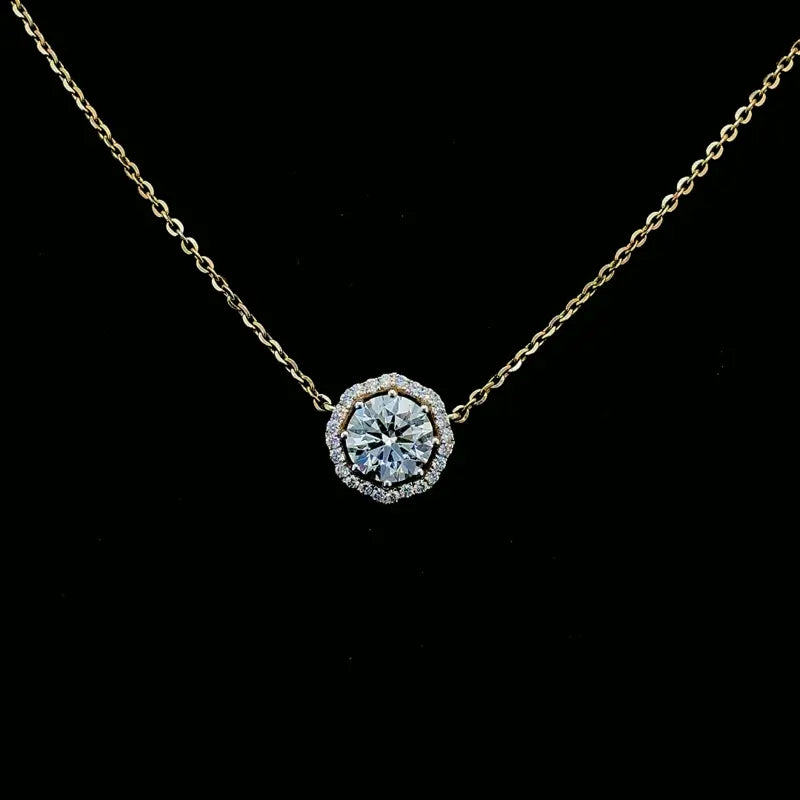 Maitreyi 2.25 round solitaire pendant with chain