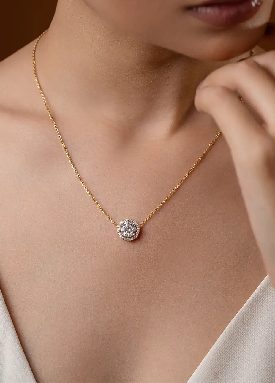 Maitreyi 2.25 round solitaire pendant with chain