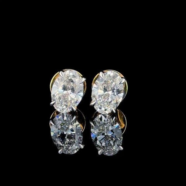 Rohini 3 carat oval solitaire studs
